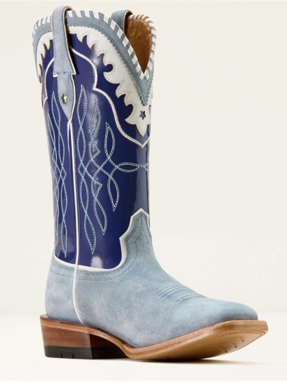 Women’s Blue Leather & Suede Western Cowboy Boot 8